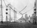 Ohio Insulator Company's outdoor high voltage testing laboratory in Barberton, Ohio, 1929