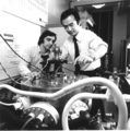 Cho and his assistant in MBE Lab, 1970